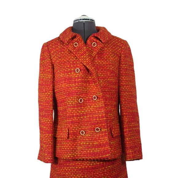 Retro 60s Joseph Magnin women's‎ chunky tweed mod couture Mad Man skirt suit set - Picture 4 of 16